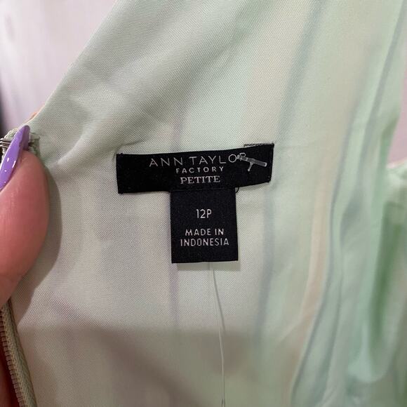 Ann Taylor Factory Halter Midi Dress Modern Stripe Herbal Green Petite 12P - Picture 5 of 8